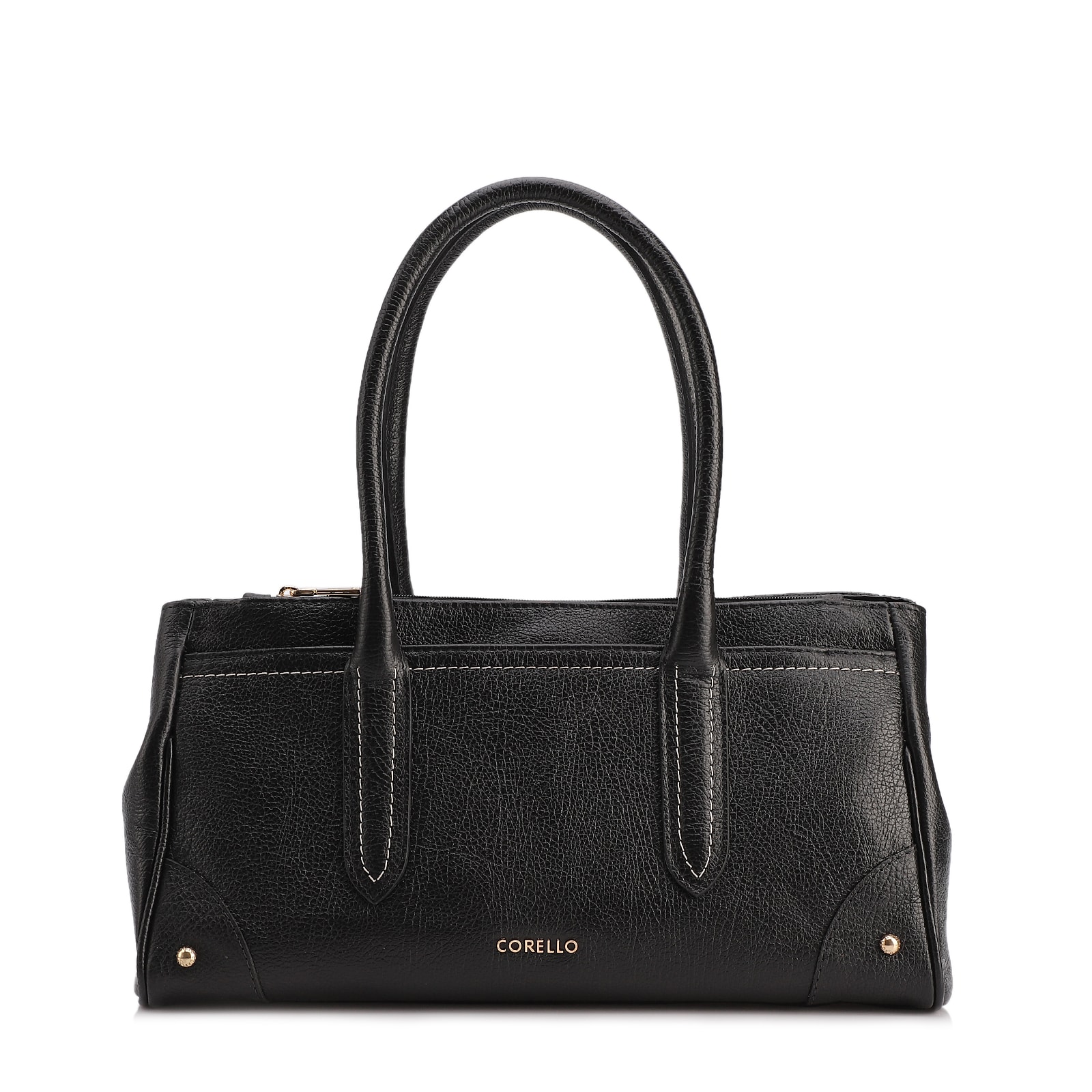 Bolsa Tote Grande Couro Antique Preto Pesponto