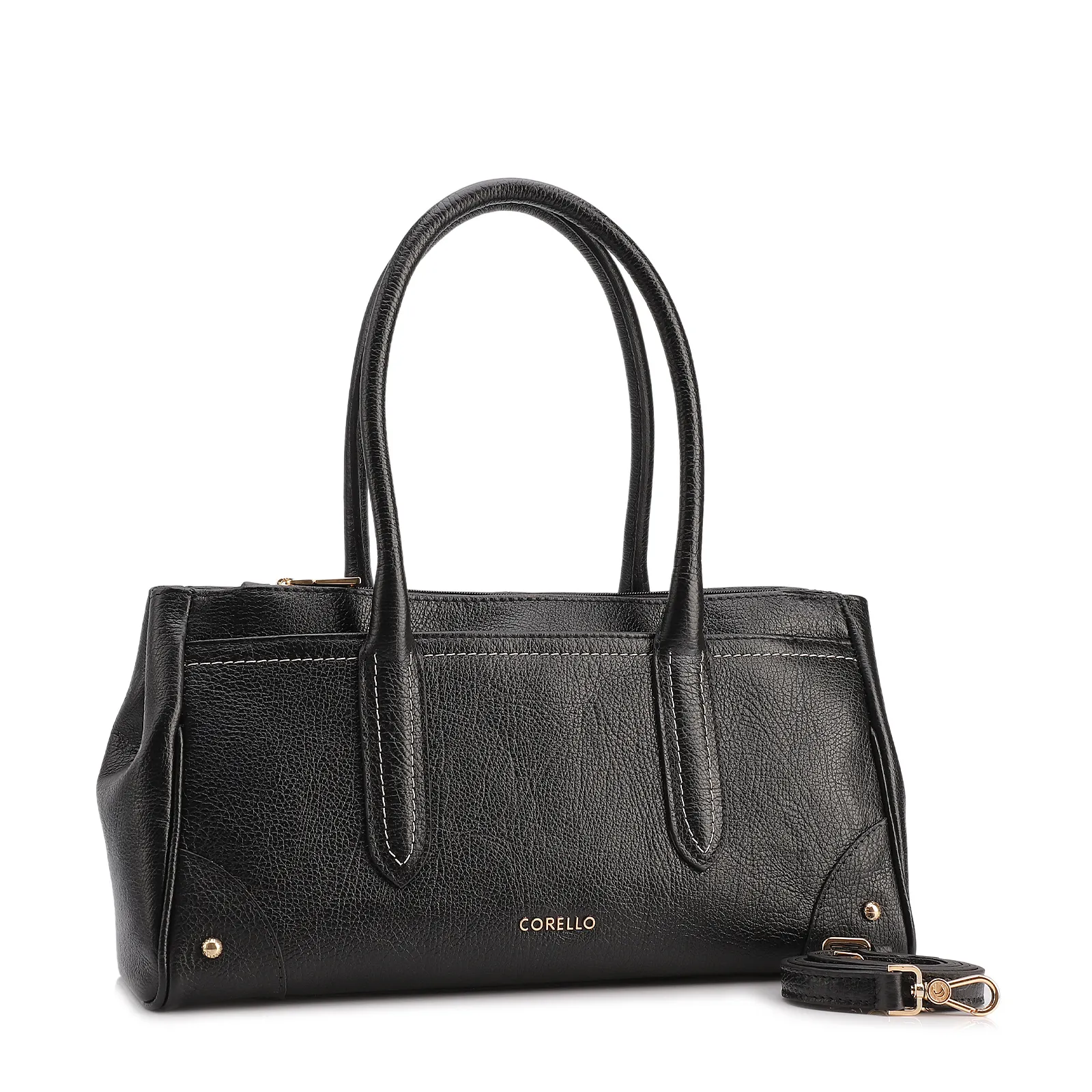 Bolsa Tote Grande Couro Antique Preto Pesponto
