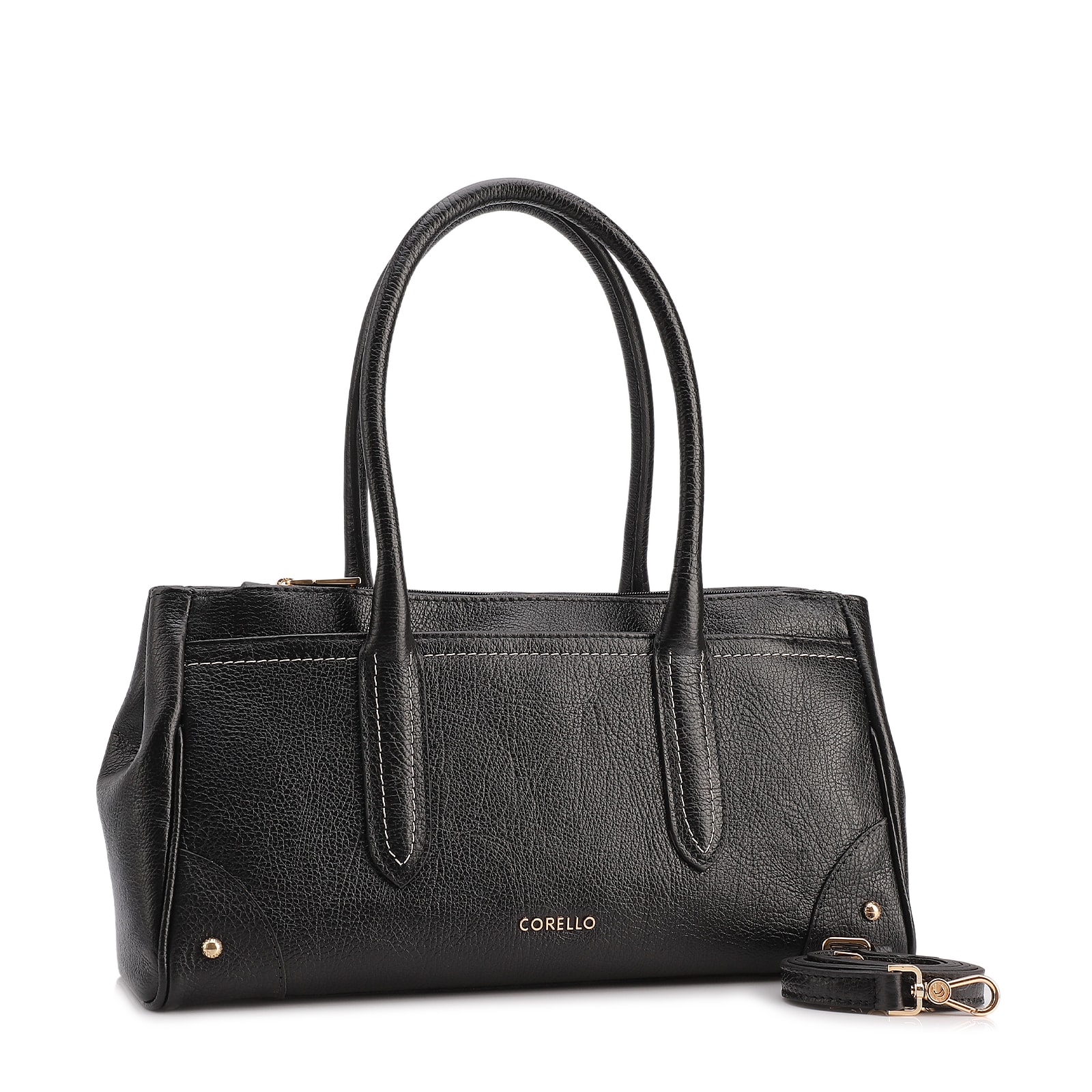 Bolsa Tote Grande Couro Antique Preto Pesponto