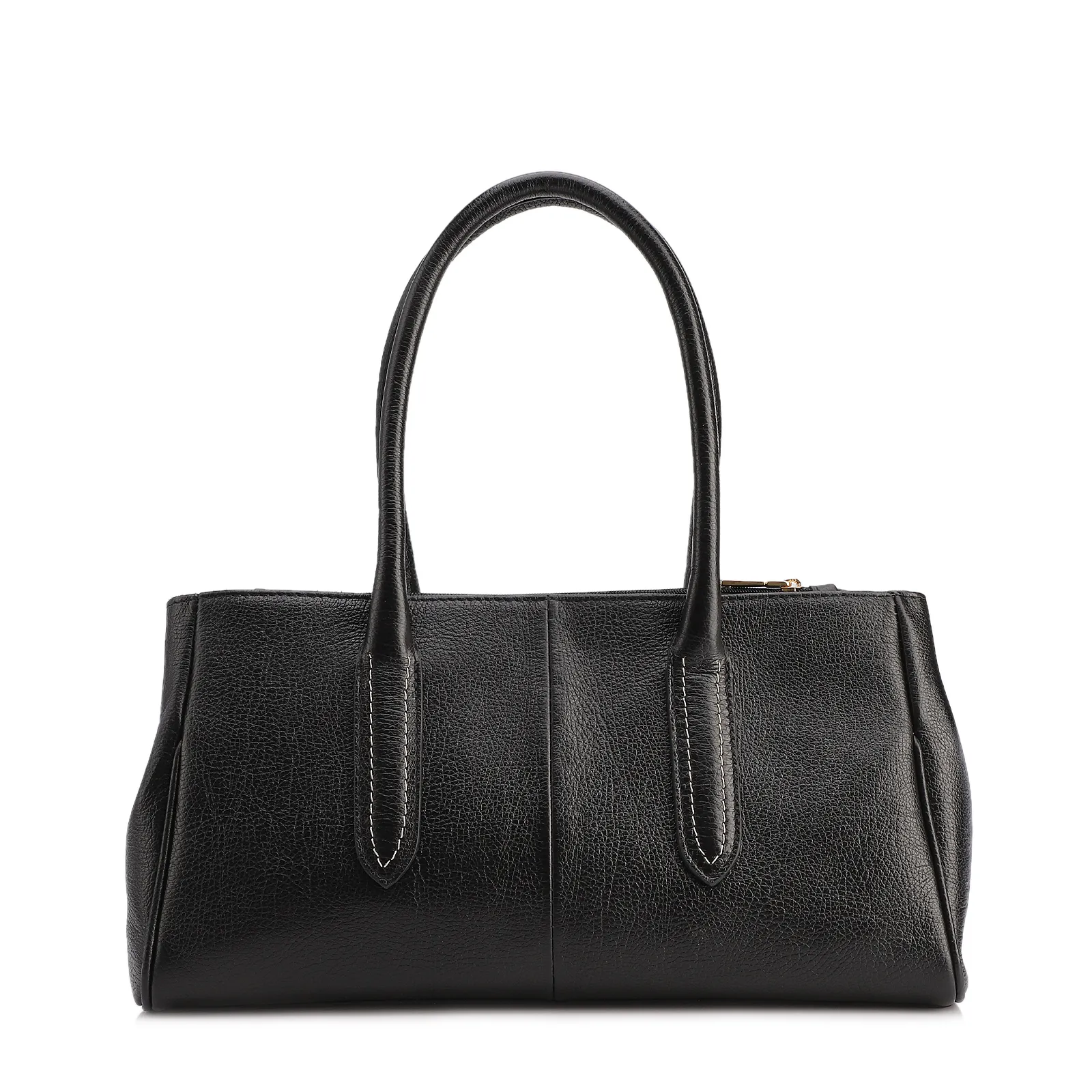 Bolsa Tote Grande Couro Antique Preto Pesponto