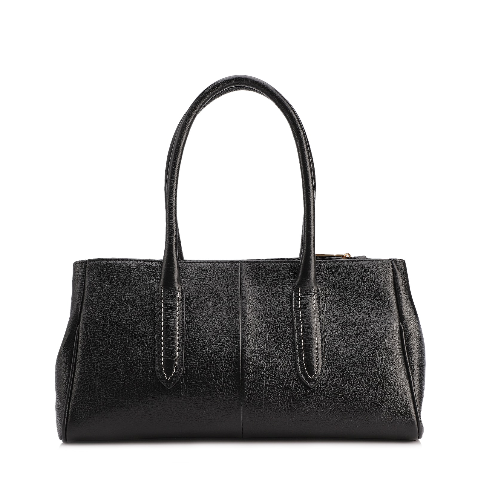 Bolsa Tote Grande Couro Antique Preto Pesponto