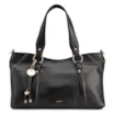 Bolsa Tote Grande Couro Antique Preto Pingente - imagem 1