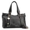Bolsa Tote Grande Couro Antique Preto Pingente - imagem 3