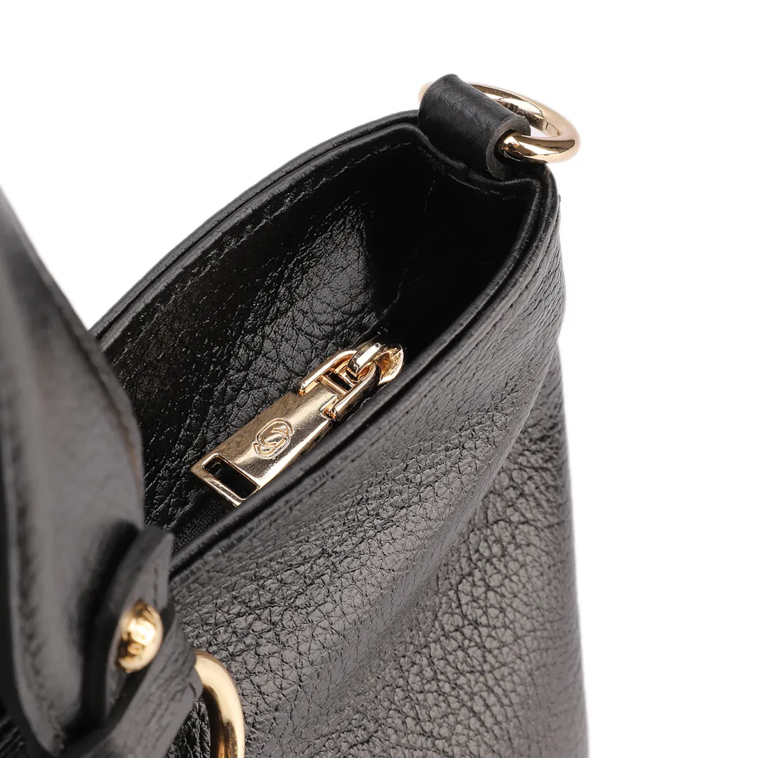 Bolsa Tote Grande Couro Antique Preto Pingente - foto 6