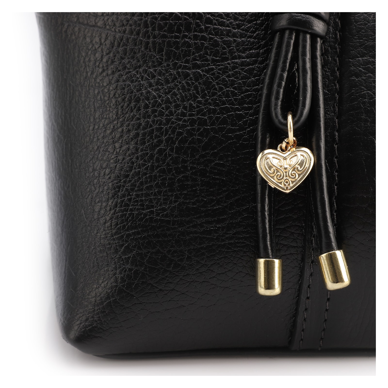 Bolsa Tote Grande Couro Antique Preto Pingente