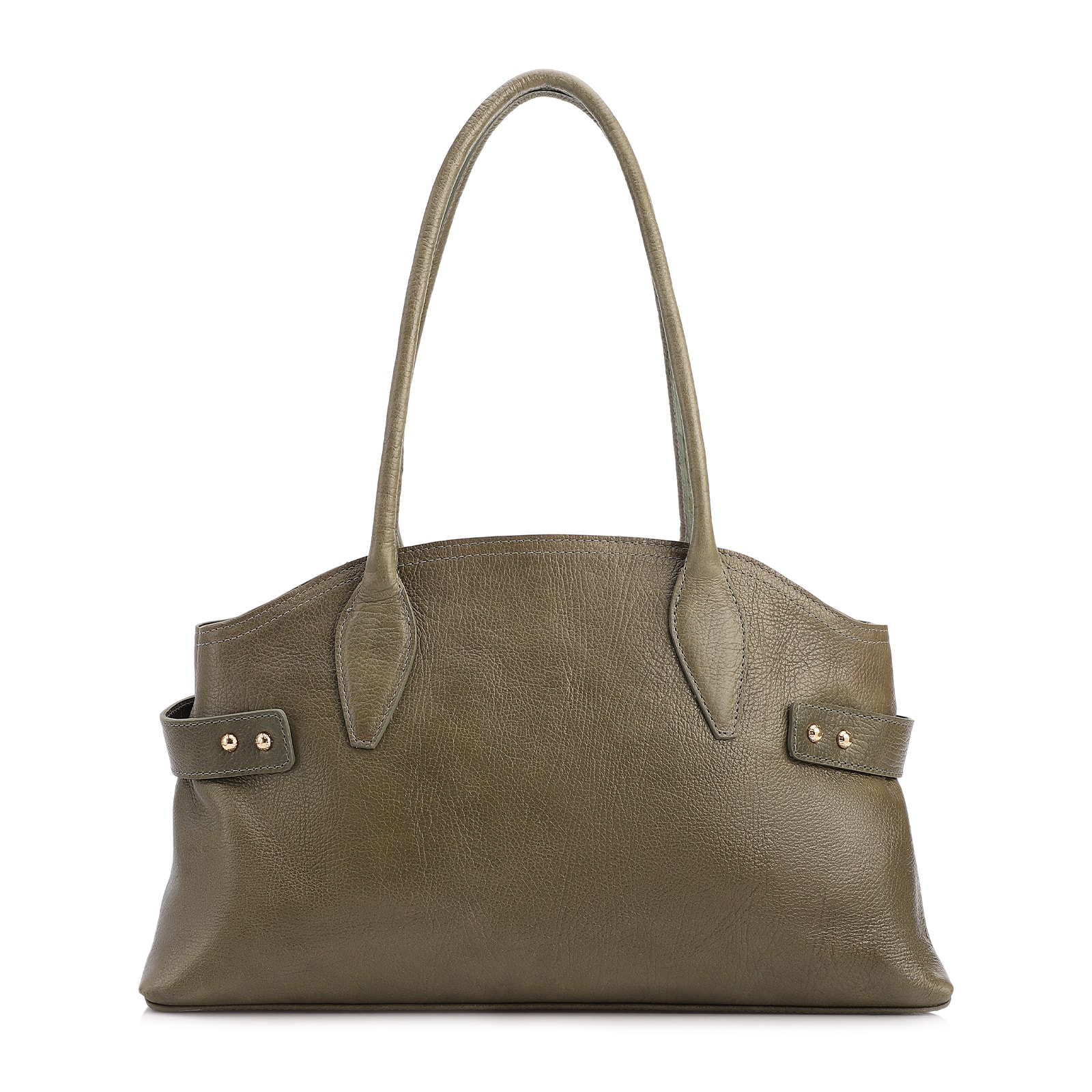 Bolsa Tote Grande Couro Antique Verde Laterais Rebites