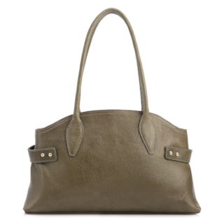 Grande Couro Antique Verde laterais rebites