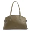 Bolsa Tote Grande Couro Antique Verde Laterais Rebites - imagem 3
