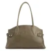 Bolsa Tote Grande Couro Antique Verde Laterais Rebites - imagem 1
