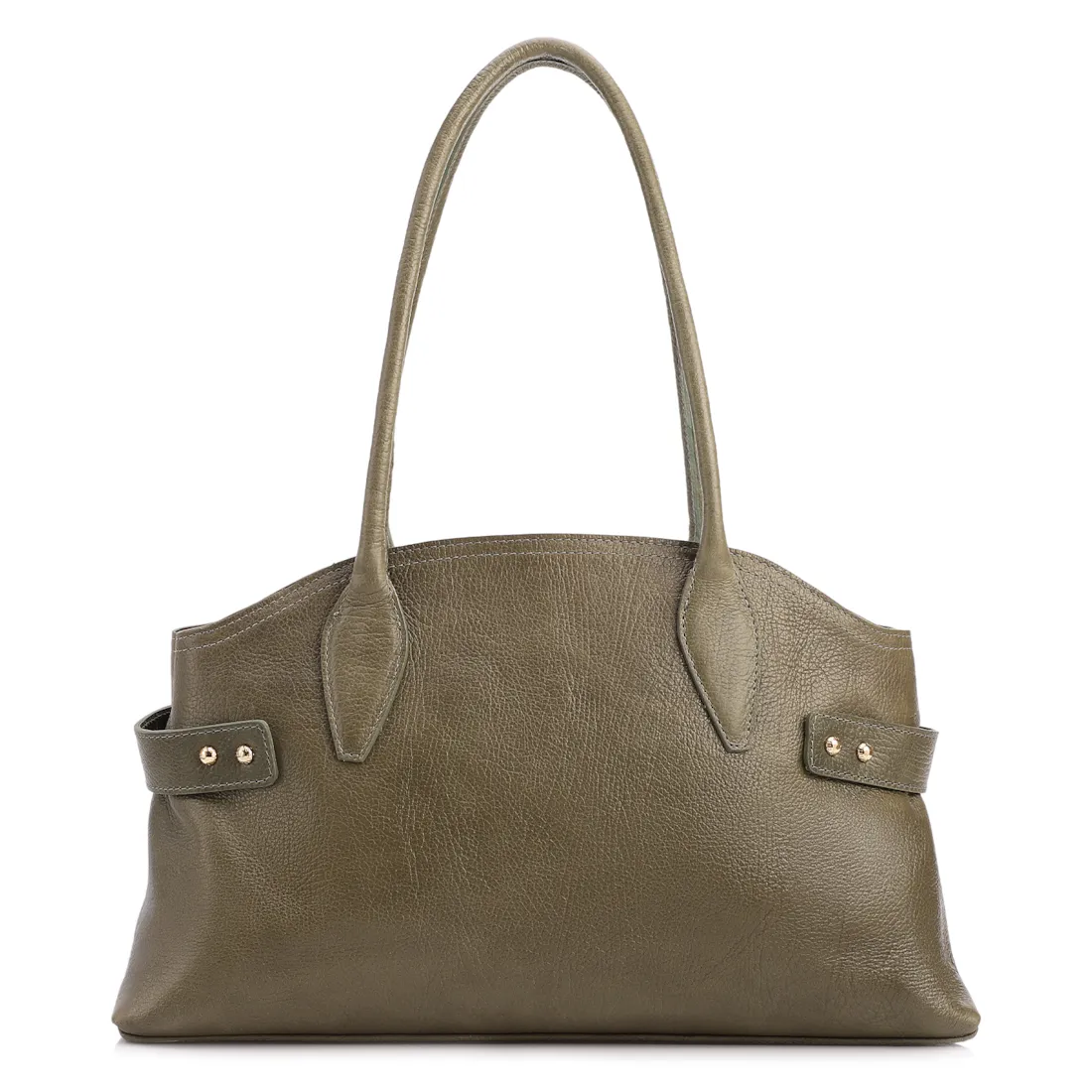 Bolsa Tote Grande Couro Antique Verde Laterais Rebites