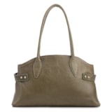 Bolsa Tote Grande Couro Antique Verde Laterais Rebites