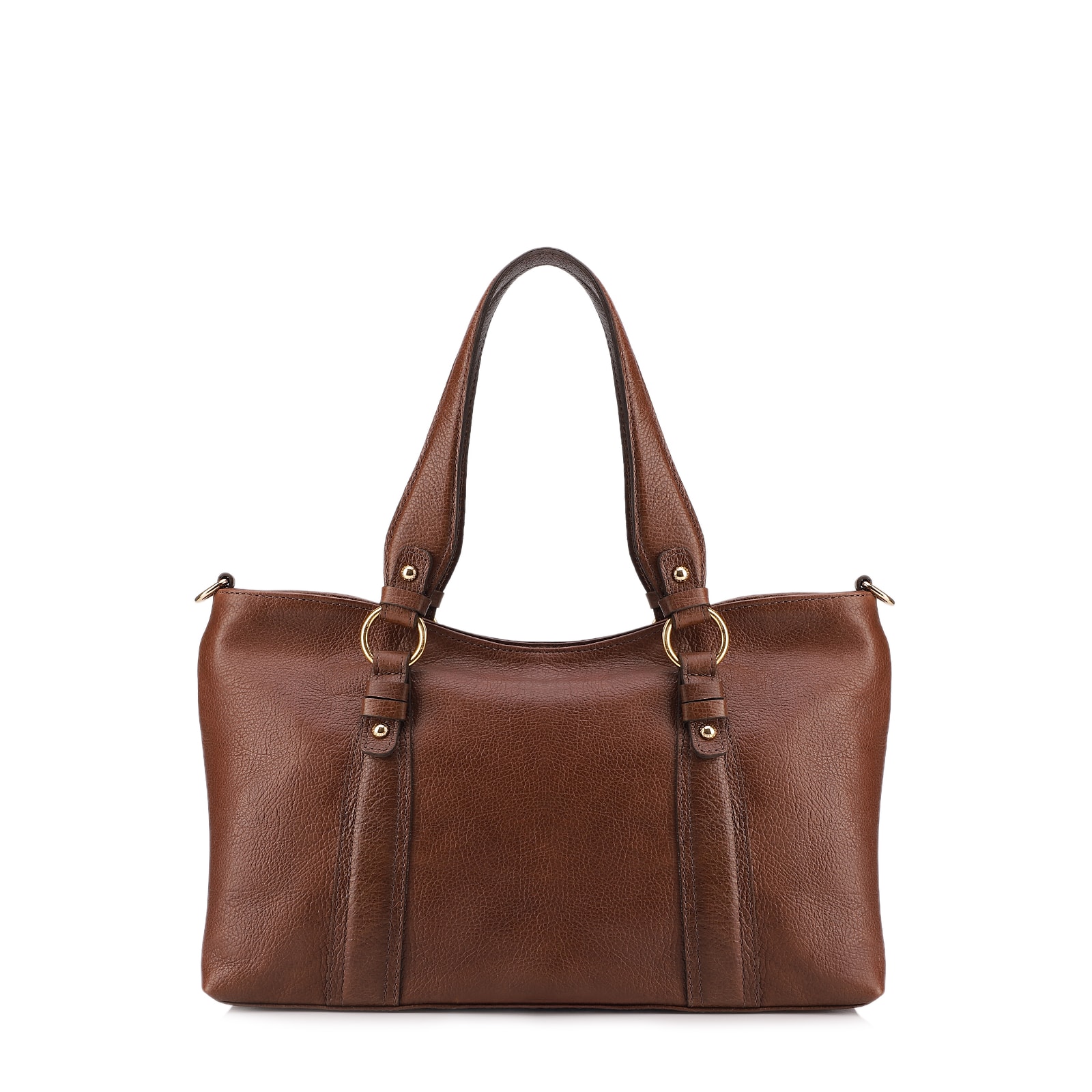 Bolsa Tote Grande Couro Antiquei Marrom Pingente