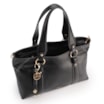 Bolsa Tote Grande Couro Antiquei Preto Pingente - imagem 5