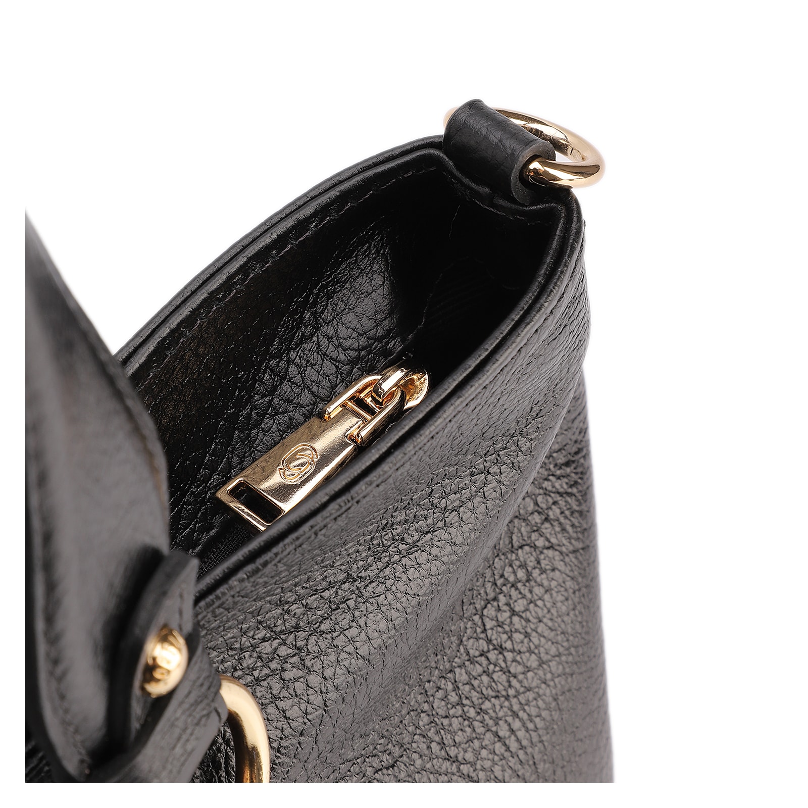Bolsa Tote Grande Couro Antiquei Preto Pingente