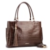 Bolsa Tote Grande Couro Croco Marrom Pingente Pedras - imagem 2