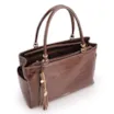 Bolsa Tote Grande Couro Croco Marrom Pingente Pedras - imagem 5