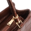 Bolsa Tote Grande Couro Croco Marrom Pingente Pedras - imagem 5