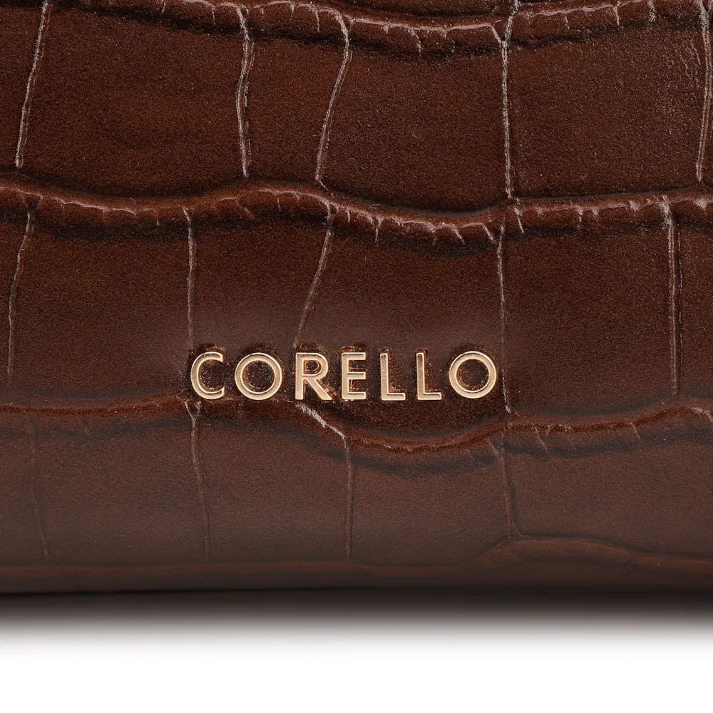 Bolsa Tote Grande Couro Croco Marrom Pingente Pedras - imagem 6