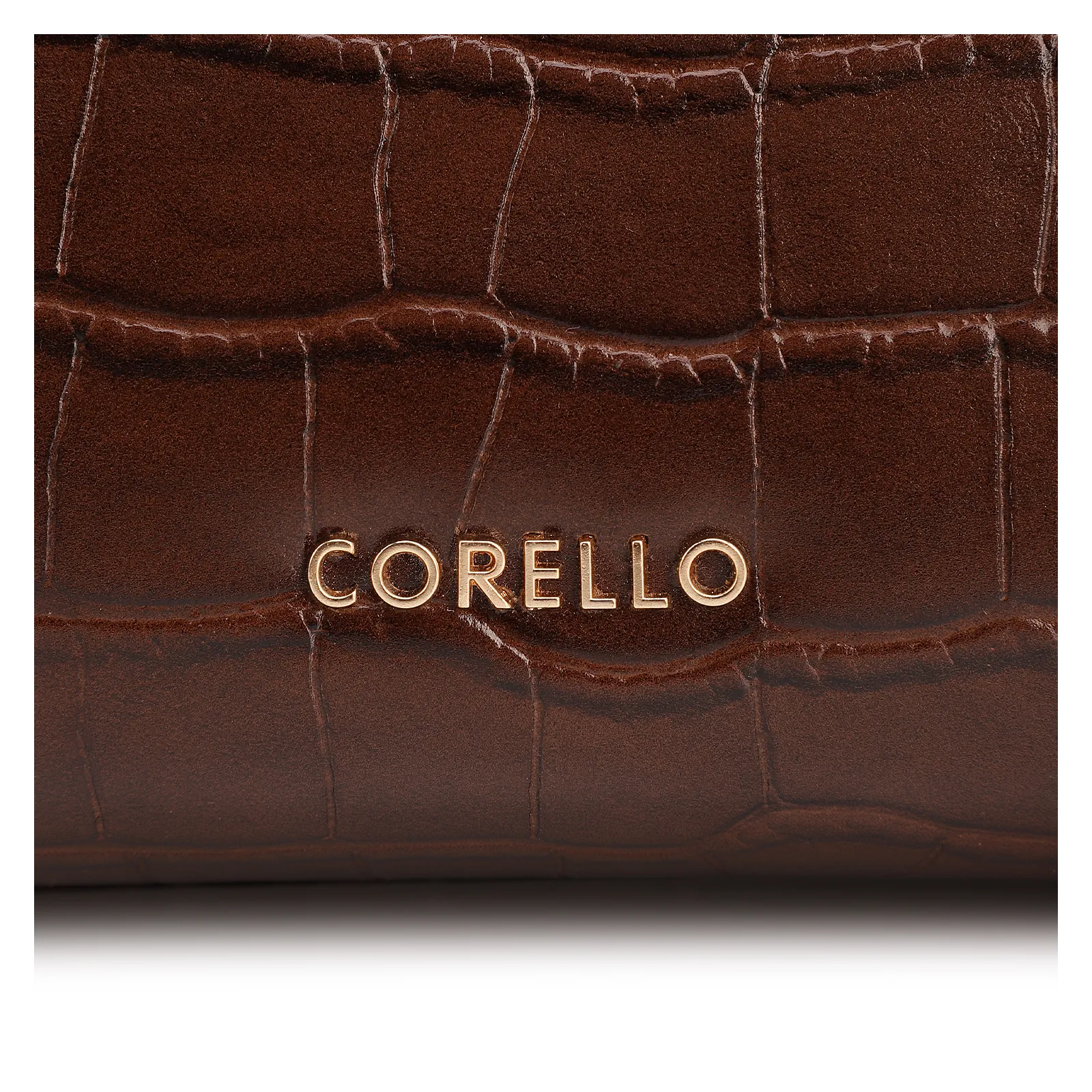 Bolsa Tote Grande Couro Croco Marrom Pingente Pedras