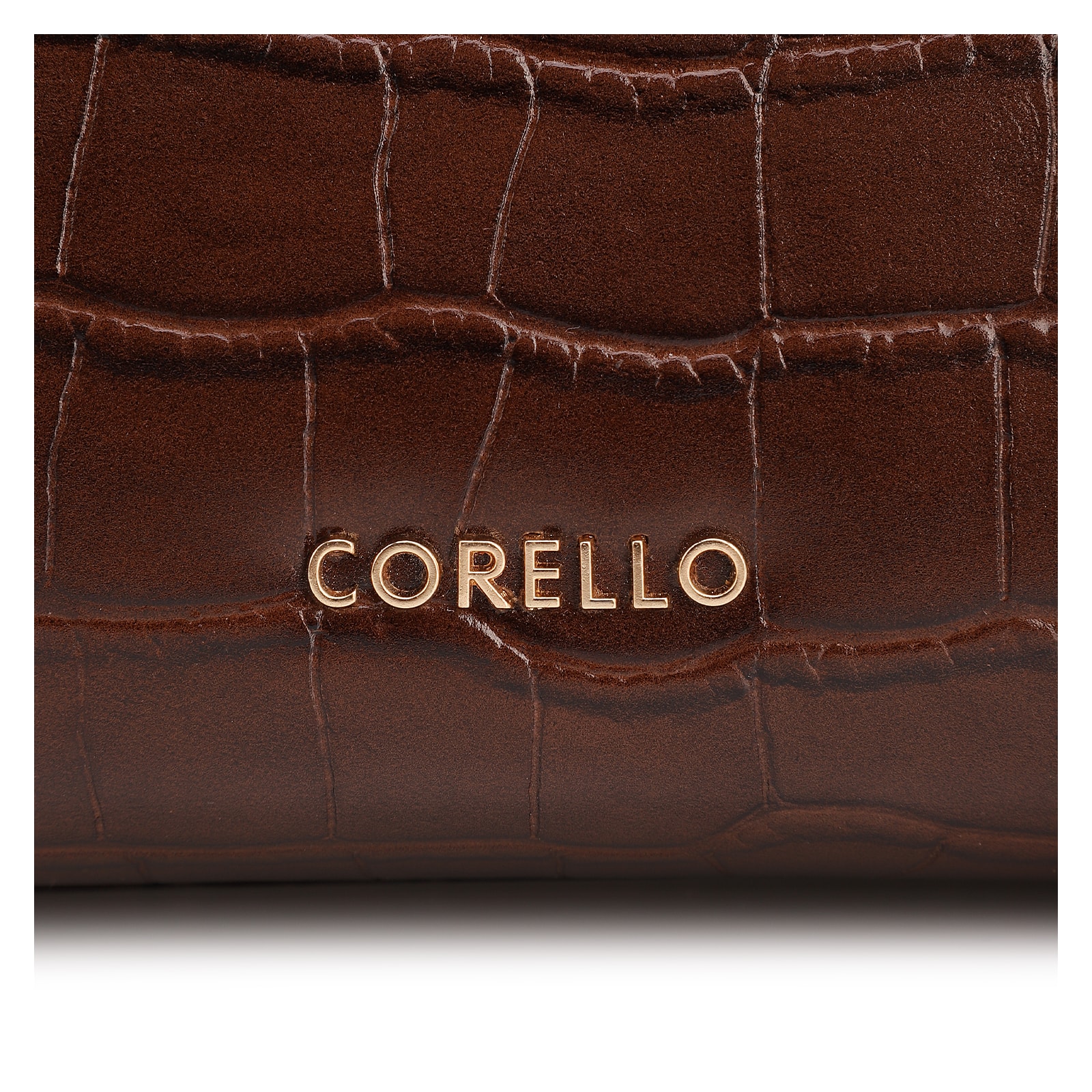 Bolsa Tote Grande Couro Croco Marrom Pingente Pedras