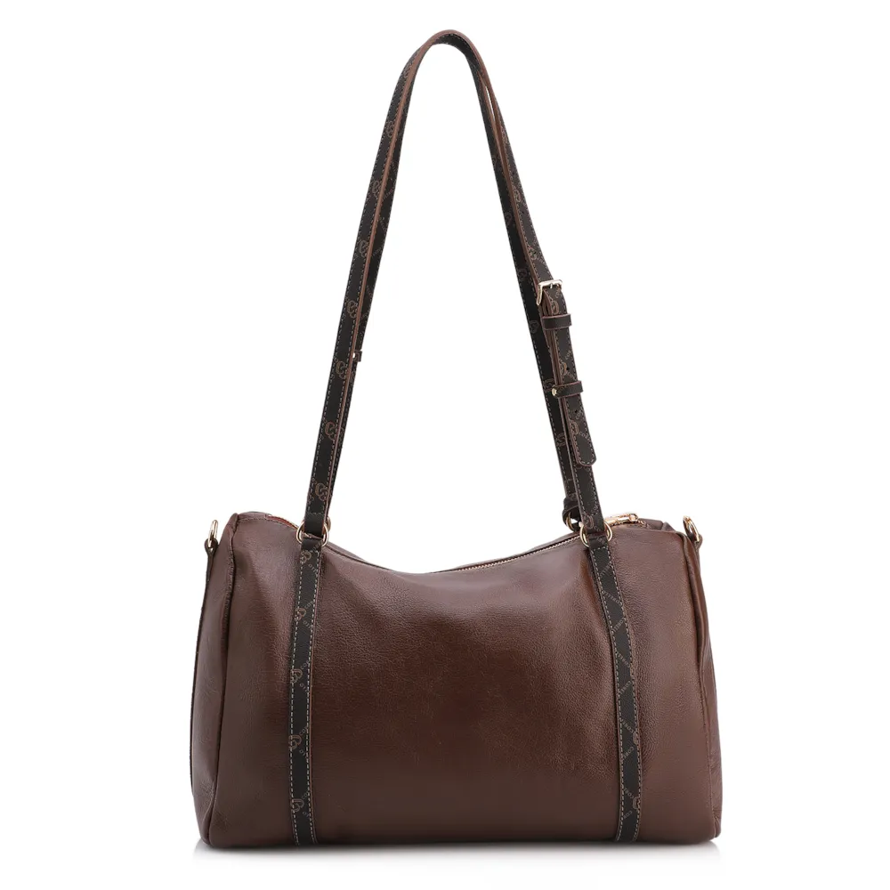 Bolsa Tote Grande Couro Marrom Alça Monograma - imagem 3