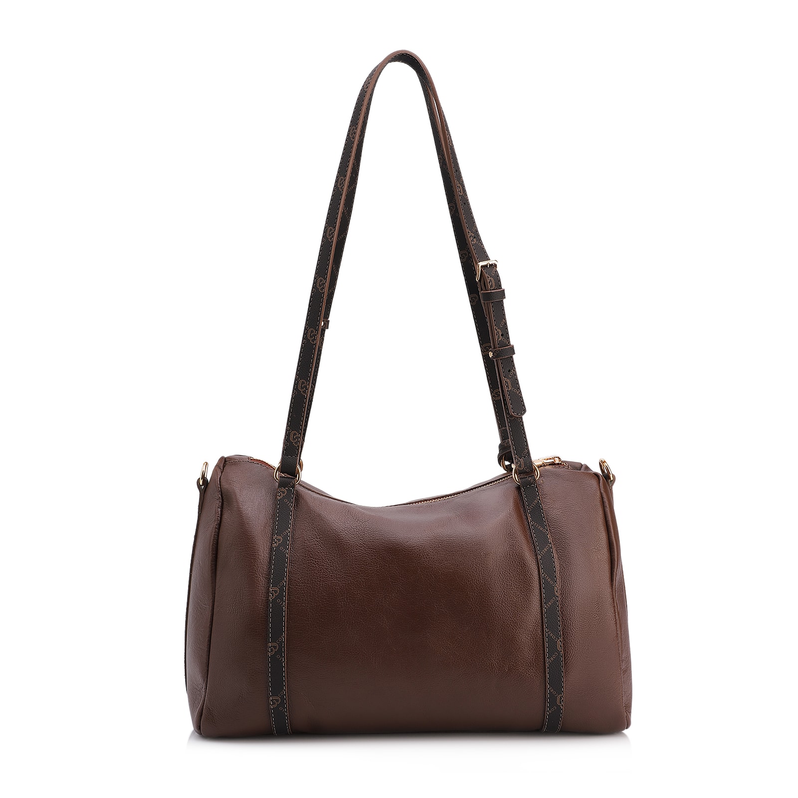 Bolsa Tote Grande Couro Marrom Alça Monograma
