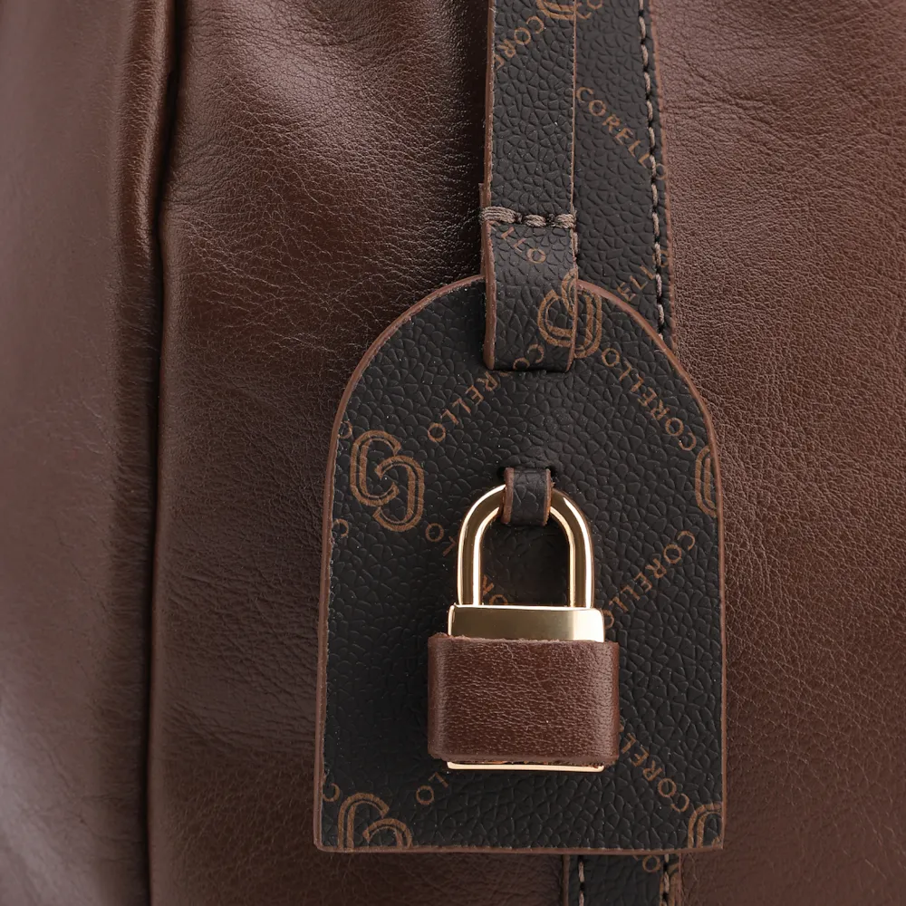 Bolsa Tote Grande Couro Marrom Alça Monograma - imagem 5