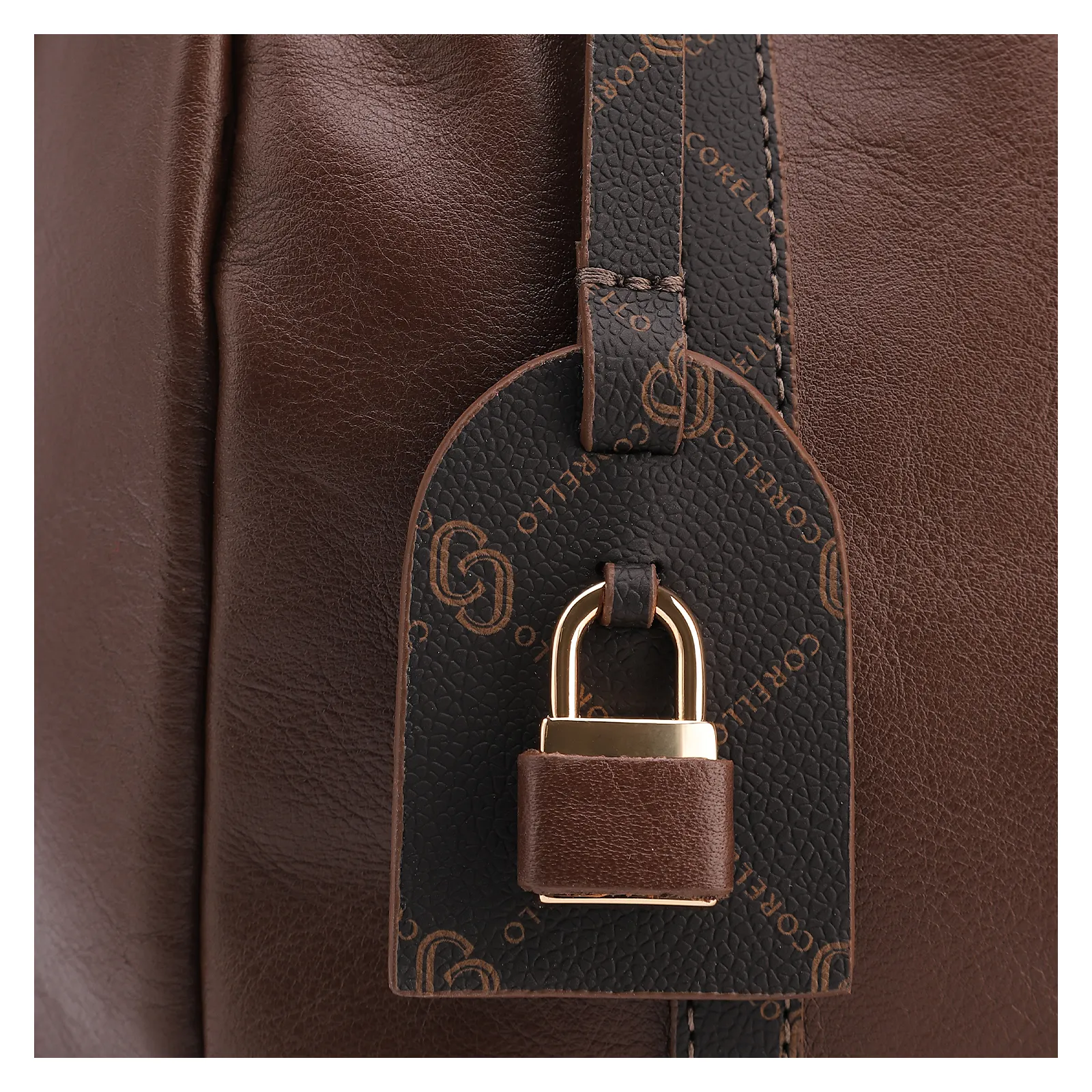 Bolsa Tote Grande Couro Marrom Alça Monograma
