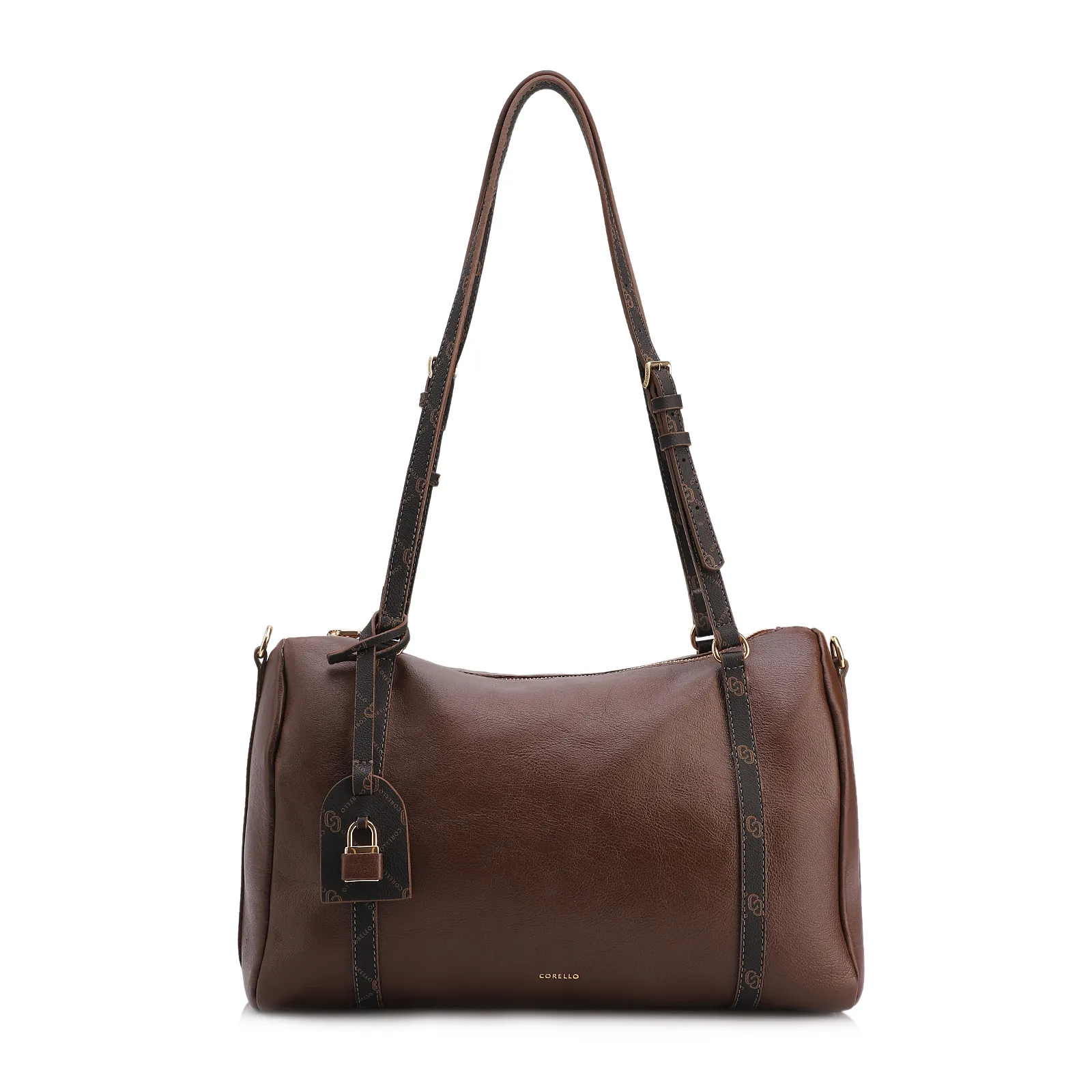 Bolsa Tote Grande Couro Marrom Alça Monograma