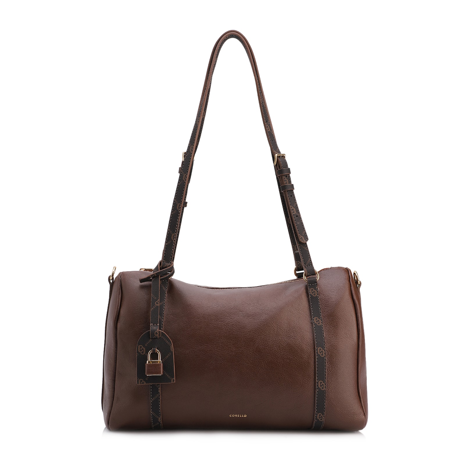 Bolsa Tote Grande Couro Marrom Alça Monograma