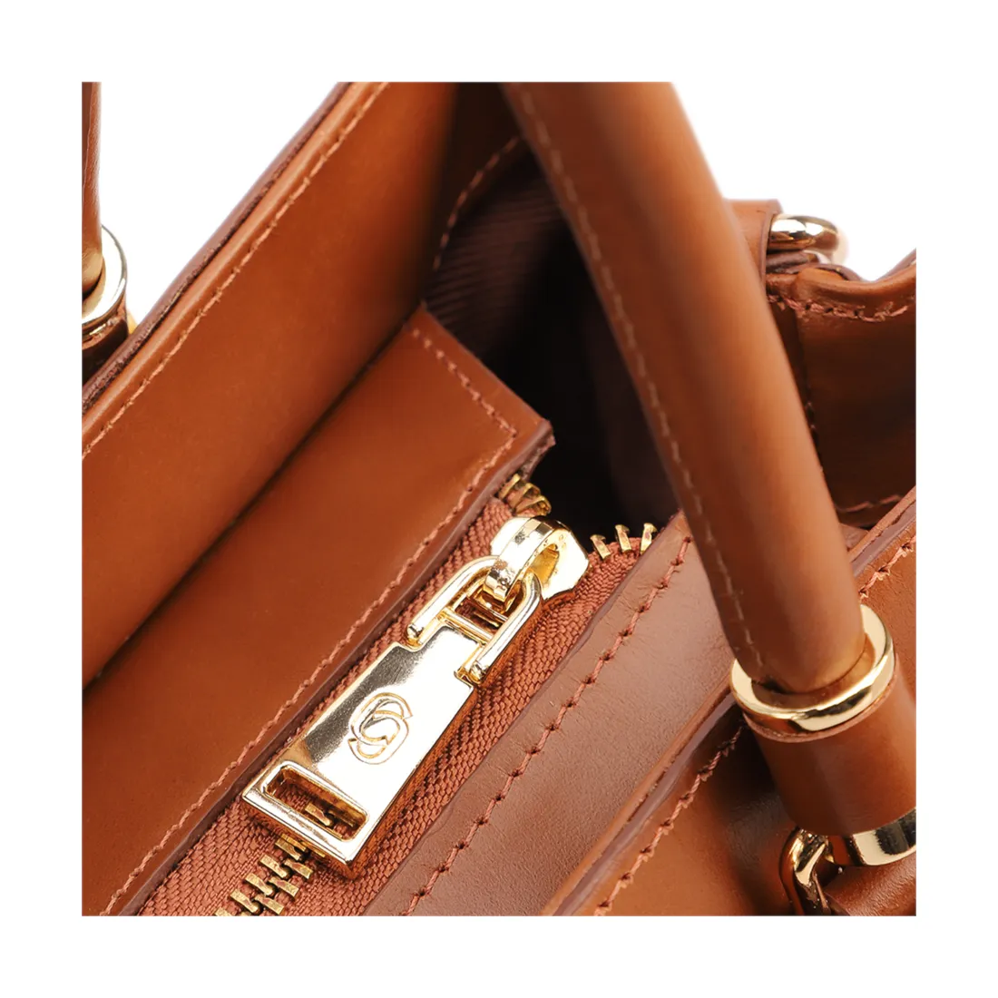  Bolsa Tote Grande Couro Marrom Claro Detalhe Pingente - foto 6