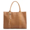 Bolsa Tote Grande Couro Marrom Claro Estampa Tressê - imagem 1