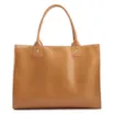 Bolsa Tote Grande Couro Marrom Claro Estampa Tressê - imagem 3