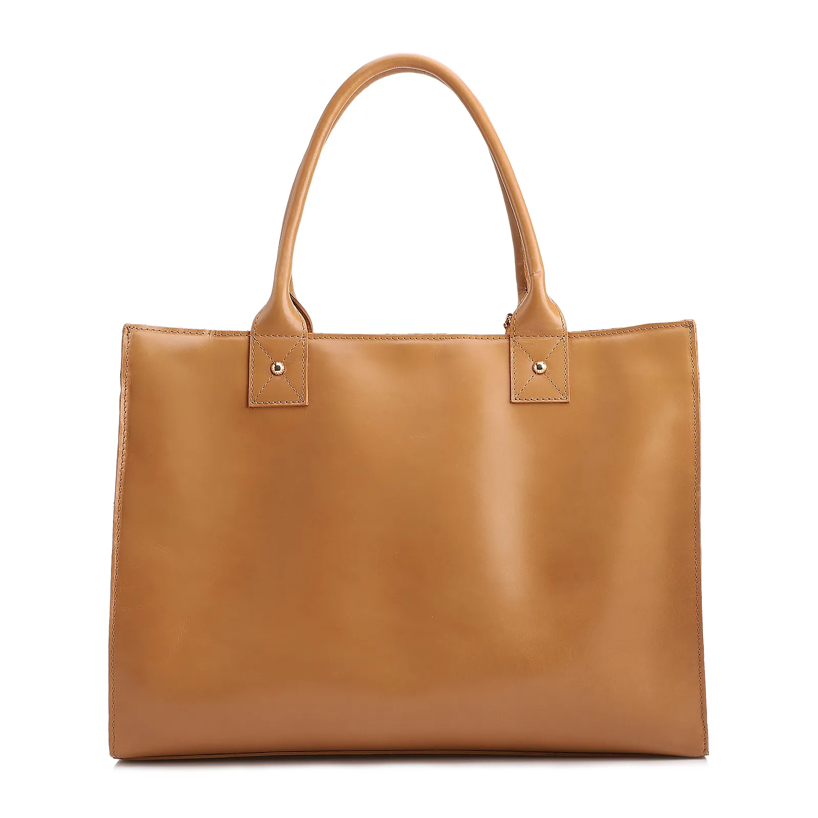 Bolsa Tote Grande Couro Marrom Claro Estampa Tressê