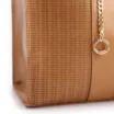 Bolsa Tote Grande Couro Marrom Claro Estampa Tressê - imagem 6