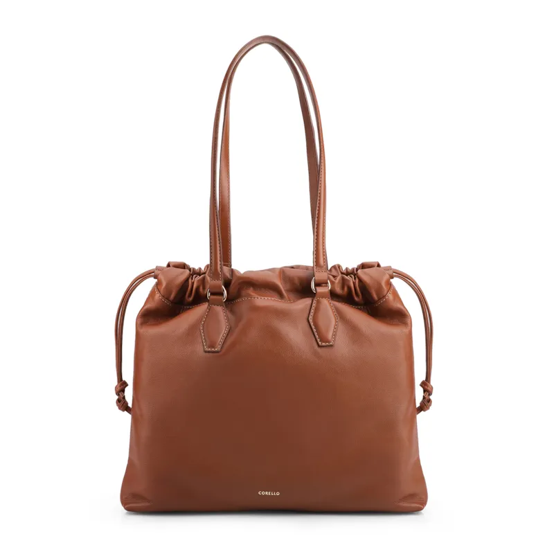 Bolsa Tote Grande Couro Marrom Claro Rafia Multicolor Pingente - foto 3