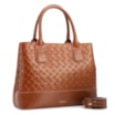  Bolsa Tote Grande Couro Marrom Claro Textura Tressê - imagem 2