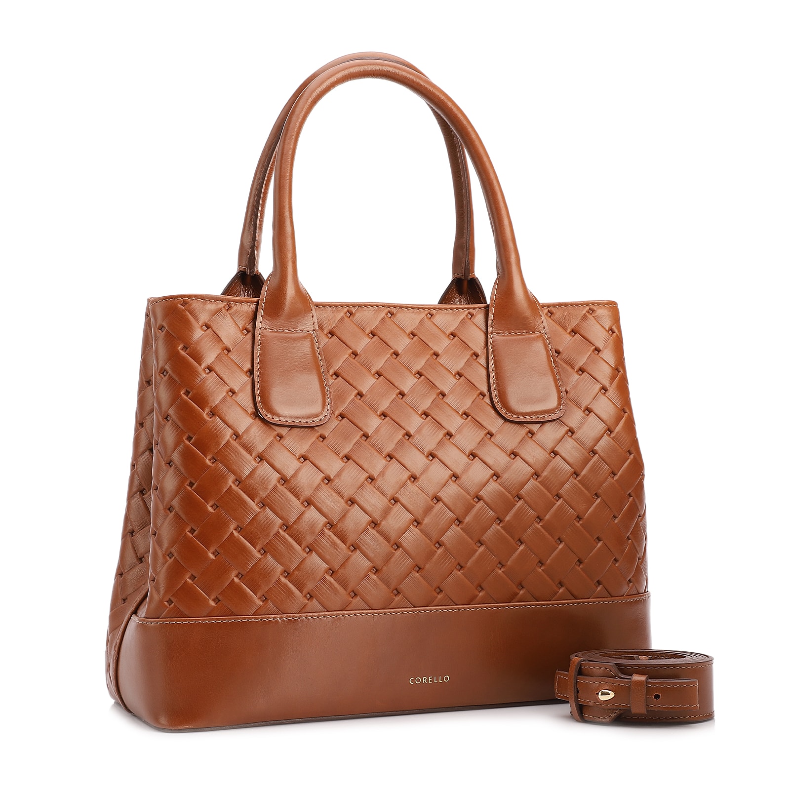  Bolsa Tote Grande Couro Marrom Claro Textura Tressê
