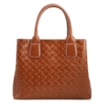  Bolsa Tote Grande Couro Marrom Claro Textura Tressê - imagem 3