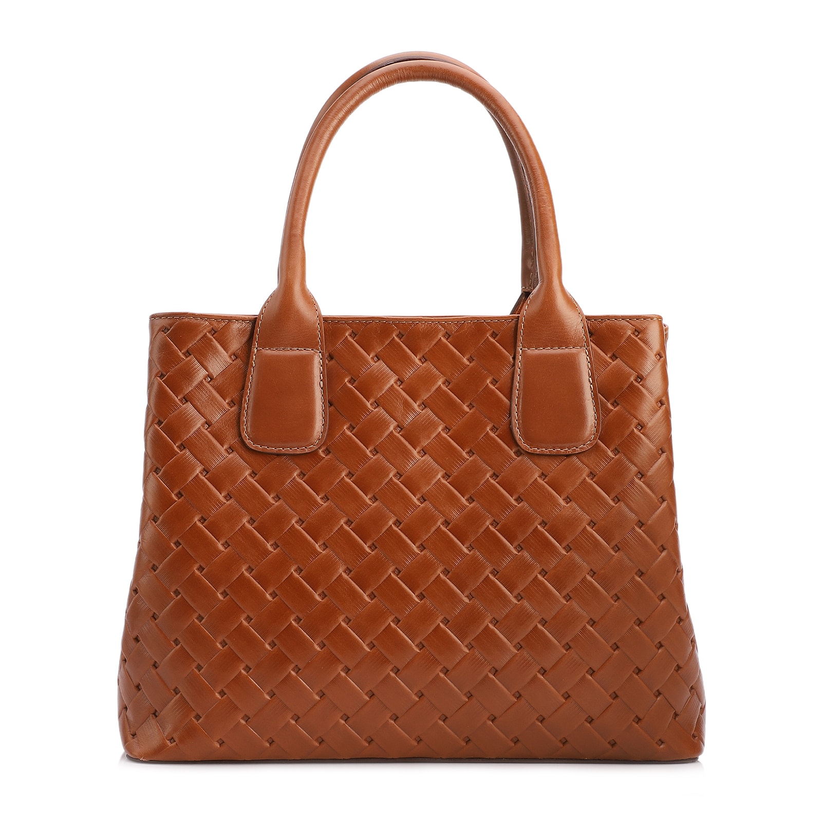 Bolsa Tote Grande Couro Marrom Claro Textura Tressê