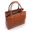  Bolsa Tote Grande Couro Marrom Claro Textura Tressê - imagem 4
