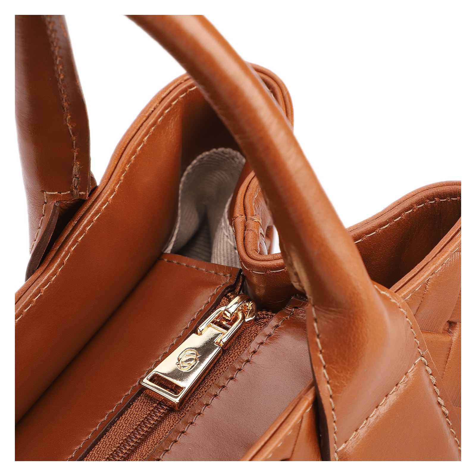 Bolsa Tote Grande Couro Marrom Claro Textura Tressê