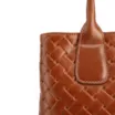  Bolsa Tote Grande Couro Marrom Claro Textura Tressê - imagem 7