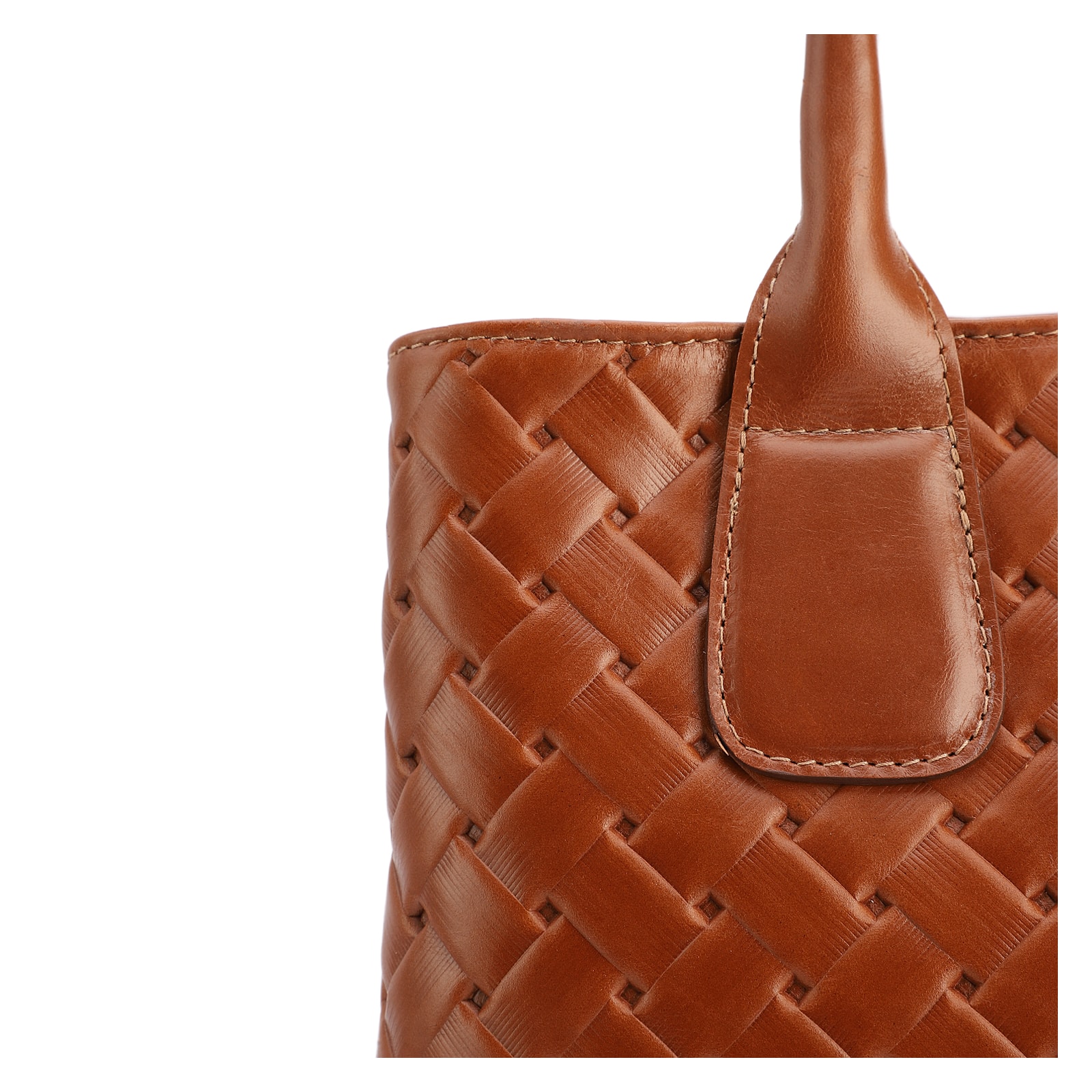 Bolsa Tote Grande Couro Marrom Claro Textura Tressê