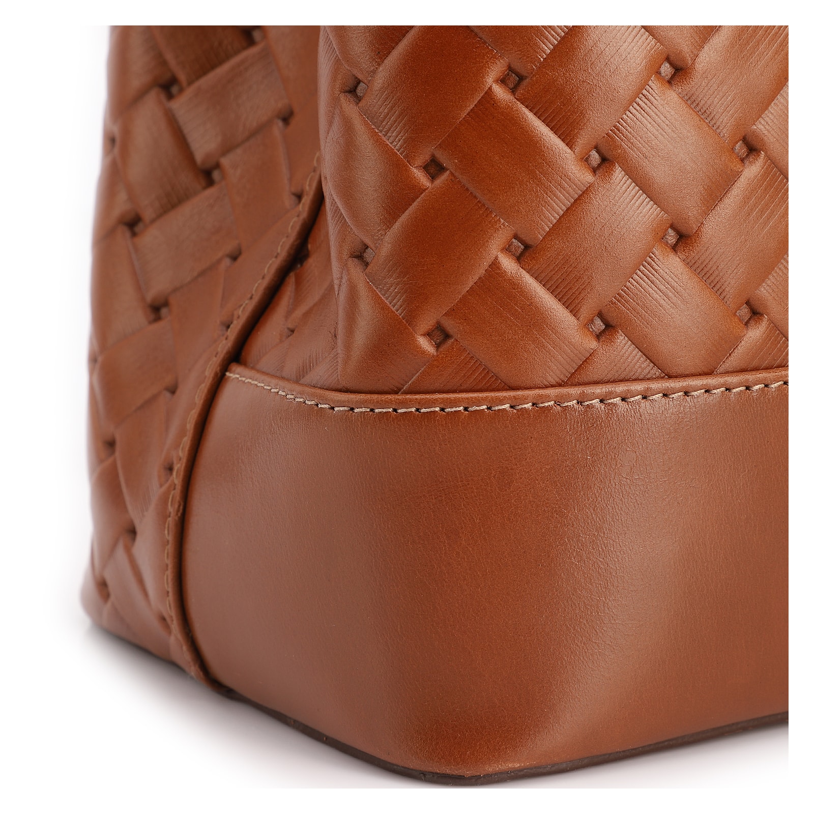  Bolsa Tote Grande Couro Marrom Claro Textura Tressê