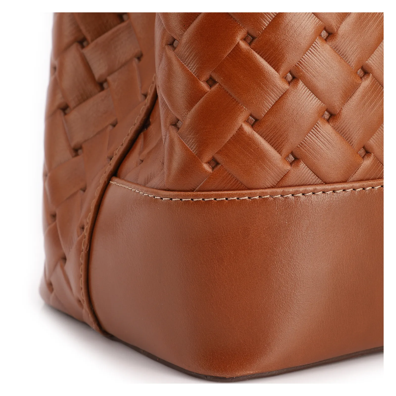 Bolsa Tote Grande Couro Marrom Claro Textura Tressê