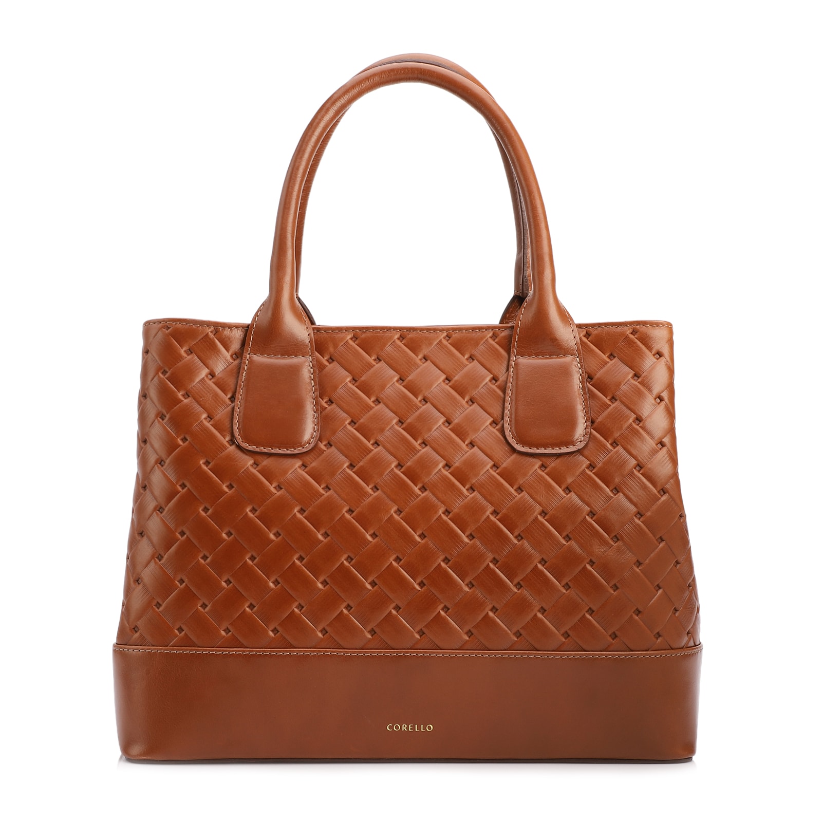 Bolsa Tote Grande Couro Marrom Claro Textura Tressê