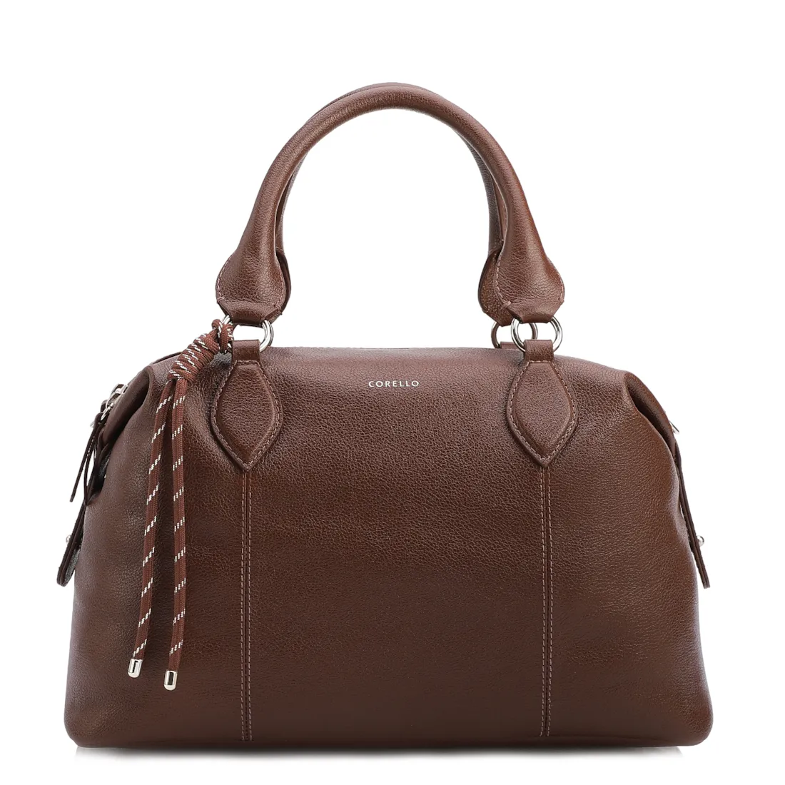 Bolsa Tote Grande Couro Marrom Compartimentos