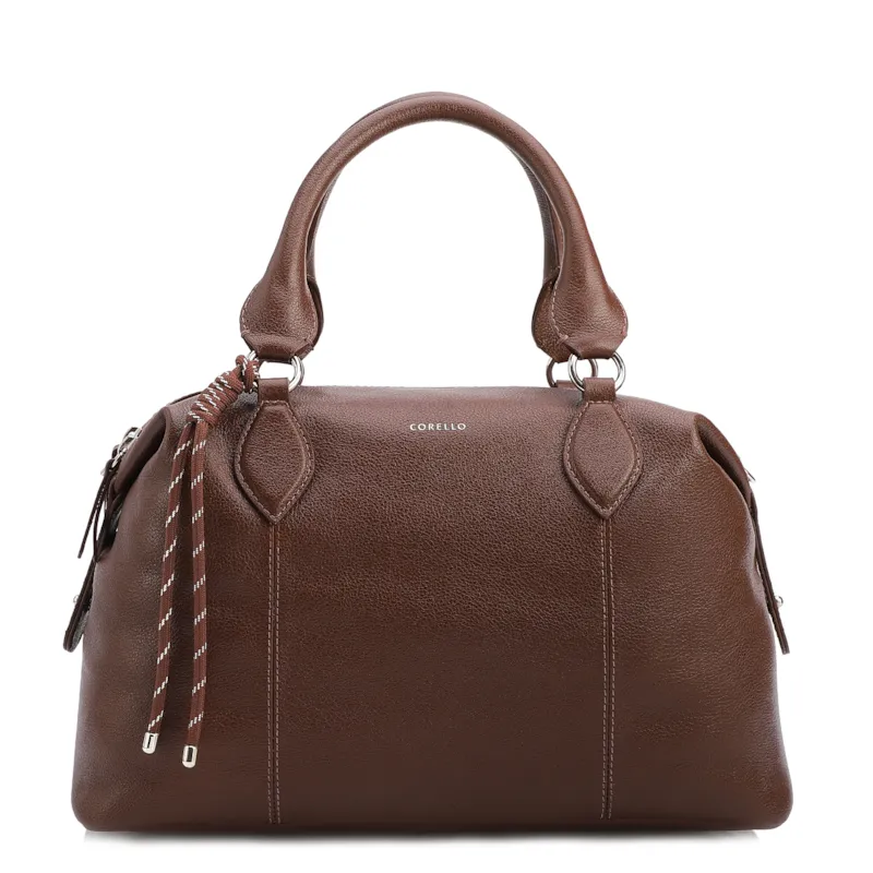 Bolsa Tote Grande Couro Marrom Compartimentos