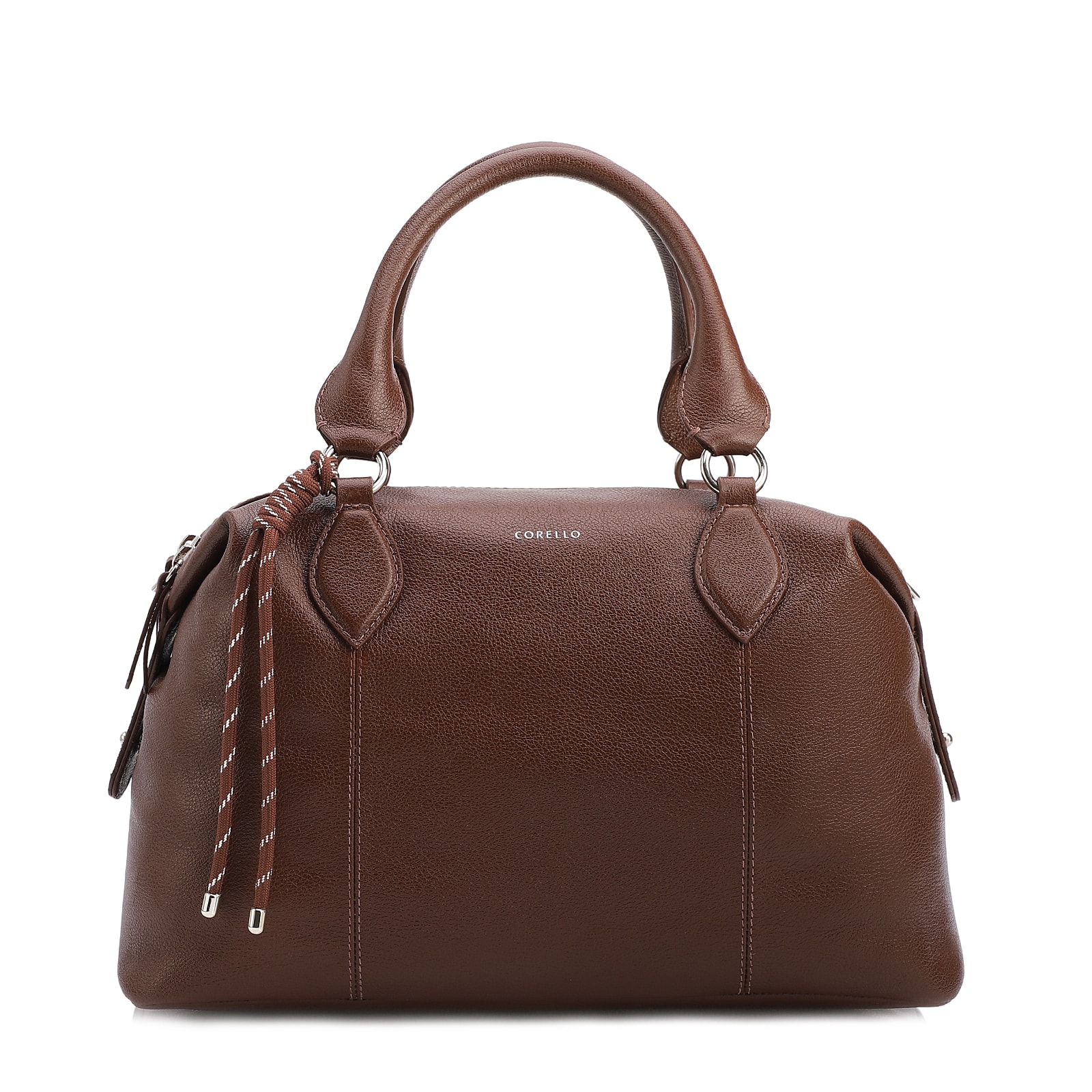 Bolsa Tote Grande Couro Marrom Compartimentos